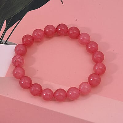 Pink Quartz Beaded 135.50 ctw Stretch Bracelet 