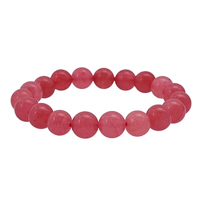 Pink Quartz Beaded 135.50 ctw Stretch Bracelet 