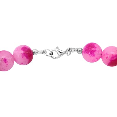Peach Purple Watermelon Agate Beaded 335.35 ctw Necklace 18 Inches in Sterling Silver