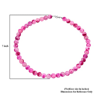 Peach Purple Watermelon Agate Beaded 335.35 ctw Necklace 18 Inches in Sterling Silver