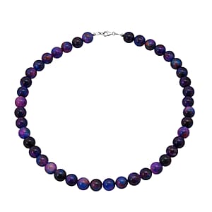 Purple Agate Beaded 335.35 ctw Necklace 18 Inches in Sterling Silver
