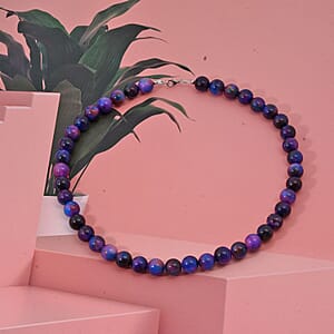 Purple Agate Beaded 335.35 ctw Necklace 18 Inches in Sterling Silver