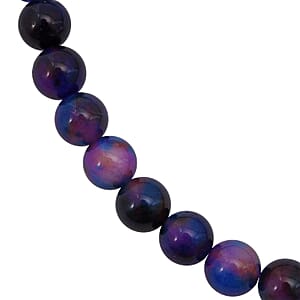 Purple Agate Beaded 335.35 ctw Necklace 18 Inches in Sterling Silver