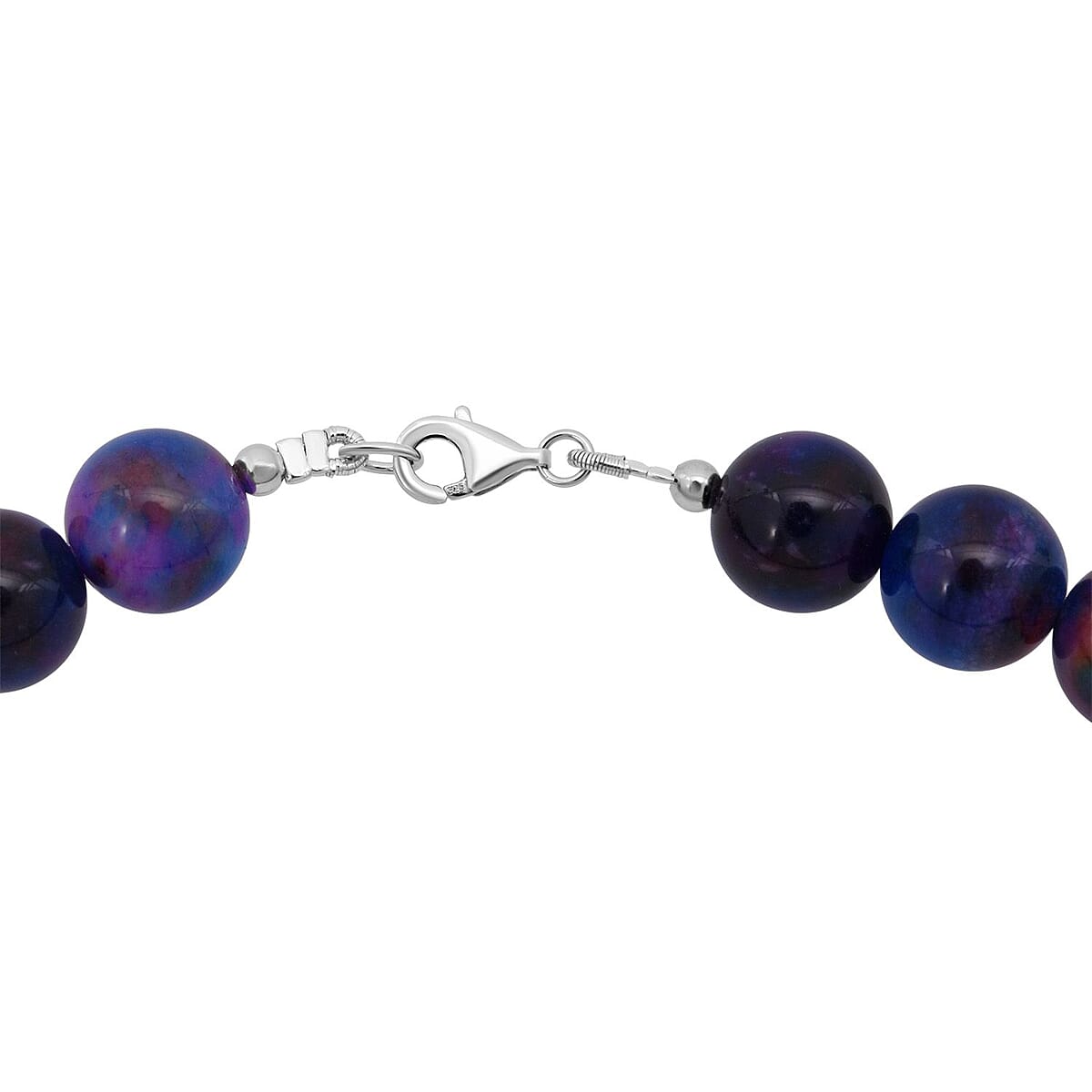 Purple Agate Beaded 335.35 ctw Necklace 18 Inches in Sterling Silver image number 4