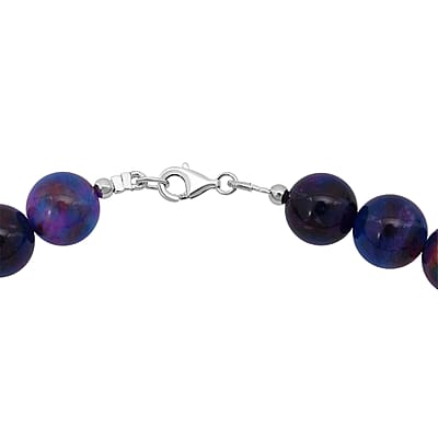 Purple Agate Beaded 335.35 ctw Necklace 18 Inches in Sterling Silver