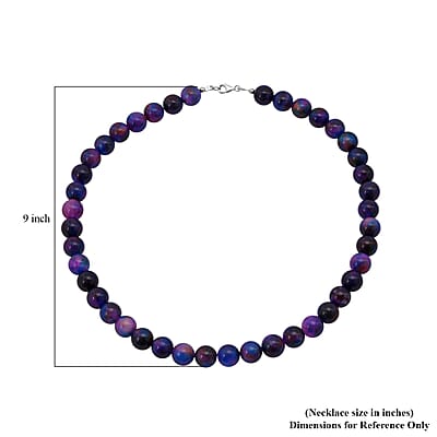 Purple Agate Beaded 335.35 ctw Necklace 18 Inches in Sterling Silver