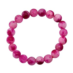 Peach Purple Watermelon Agate Beaded 137.65 ctw Stretch Bracelet