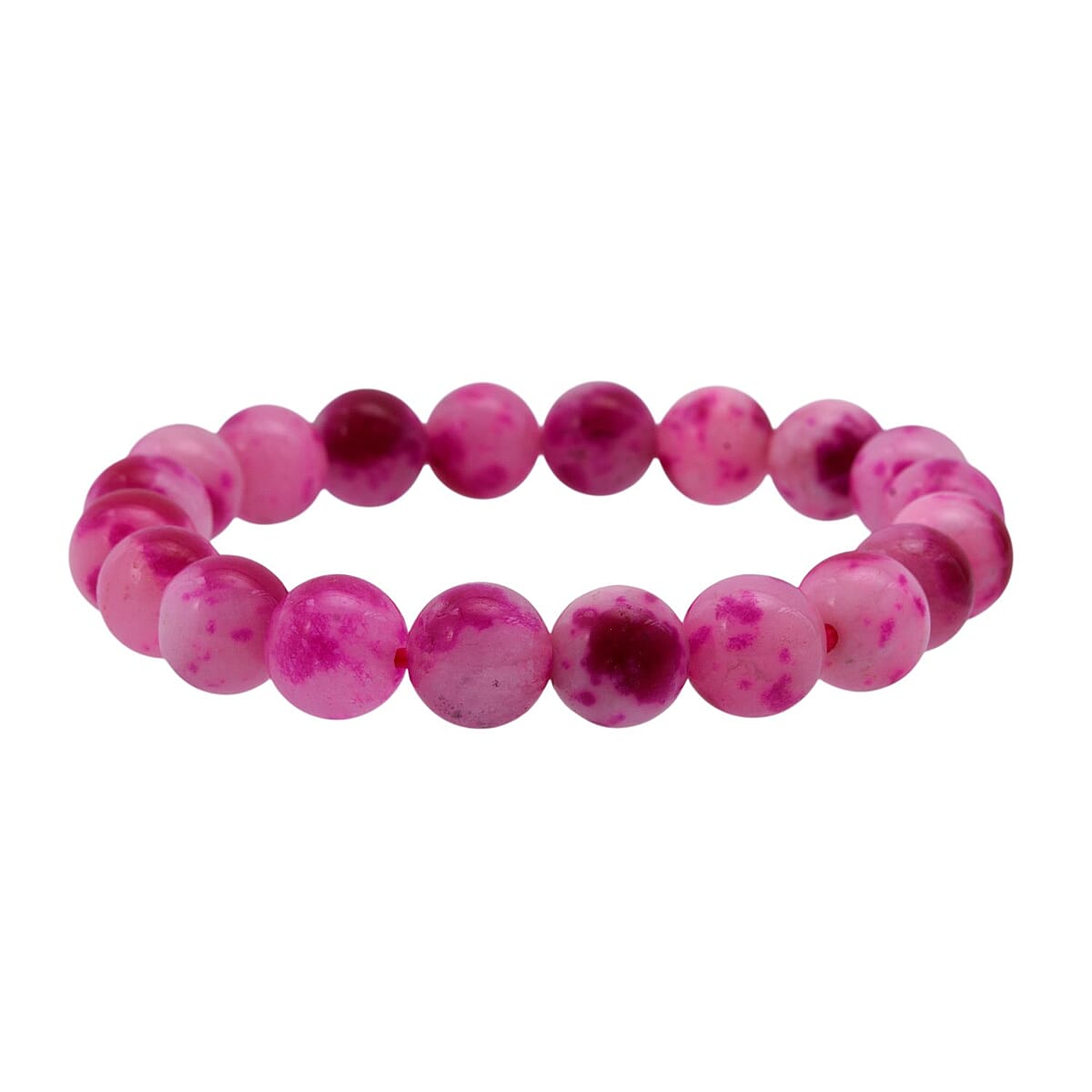 Peach Purple Watermelon Agate Beaded 137.65 ctw Stretch Bracelet image number 3