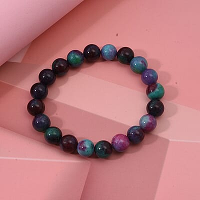Purple Sugar Agate Beaded 137.65 ctw Stretch Bracelet 