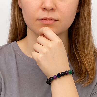 Purple Sugar Agate Beaded 137.65 ctw Stretch Bracelet 