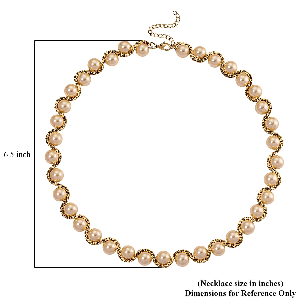 Golden Shell Pearl Twilight Waves Necklace in ION Plated YG Stainless Steel 19.5-21.5 Inches image number 5