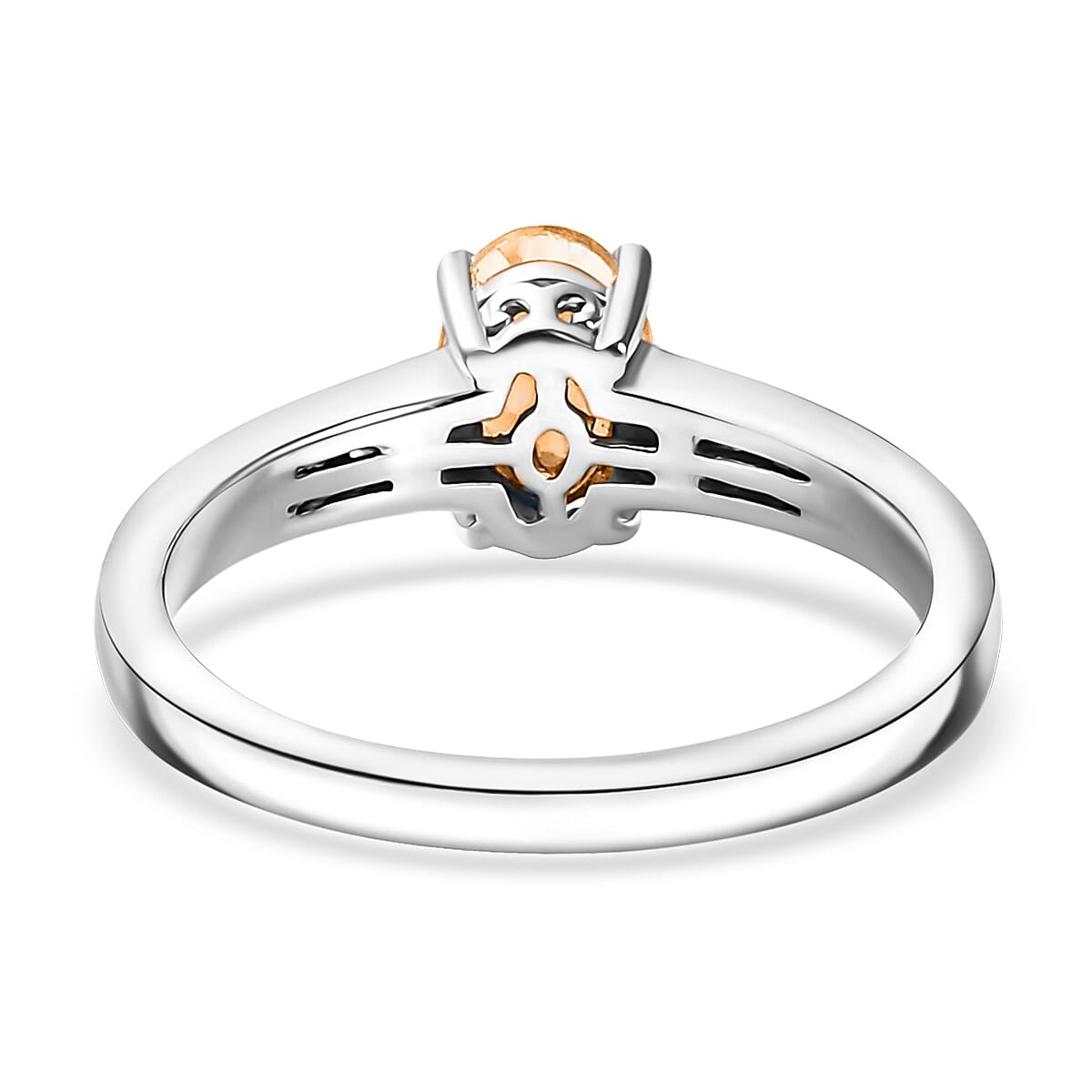 D'Joy Brazilian Citrine and White Zircon 1.10 ctw Ring in Rhodium Over Sterling Silver (Size 5.0) image number 4