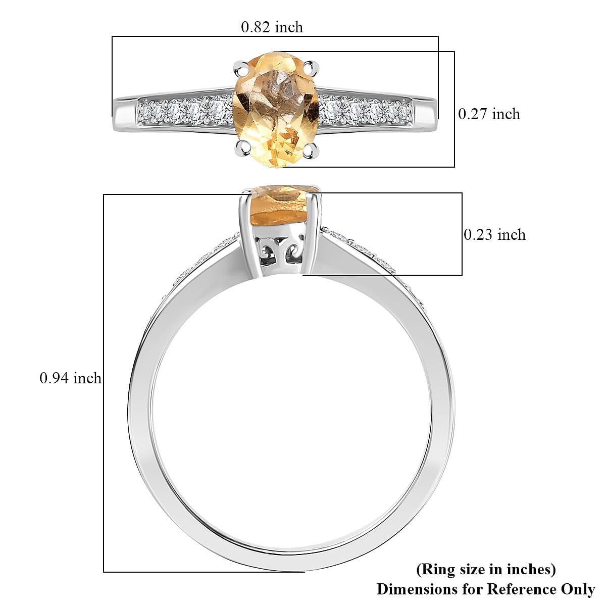 D'Joy Brazilian Citrine and White Zircon 1.10 ctw Ring in Rhodium Over Sterling Silver (Size 5.0) image number 5