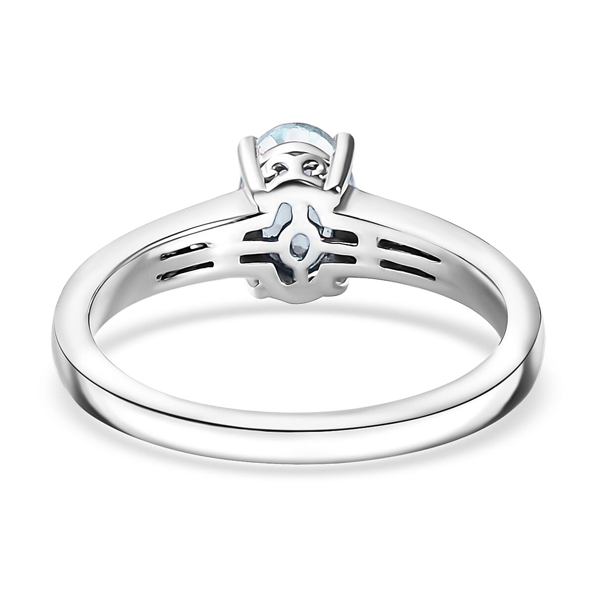 D'Joy Sky Blue Topaz, White Zircon Ring in Rhodium Over Sterling Silver (Size 8.0) 1.25 ctw