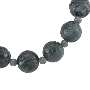 Natural Olmec Jadeite 180.00 ctw Beaded Stretch Bracelet