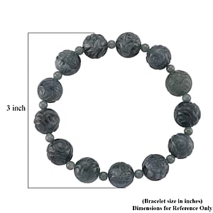 Natural Olmec Jadeite 180.00 ctw Beaded Stretch Bracelet