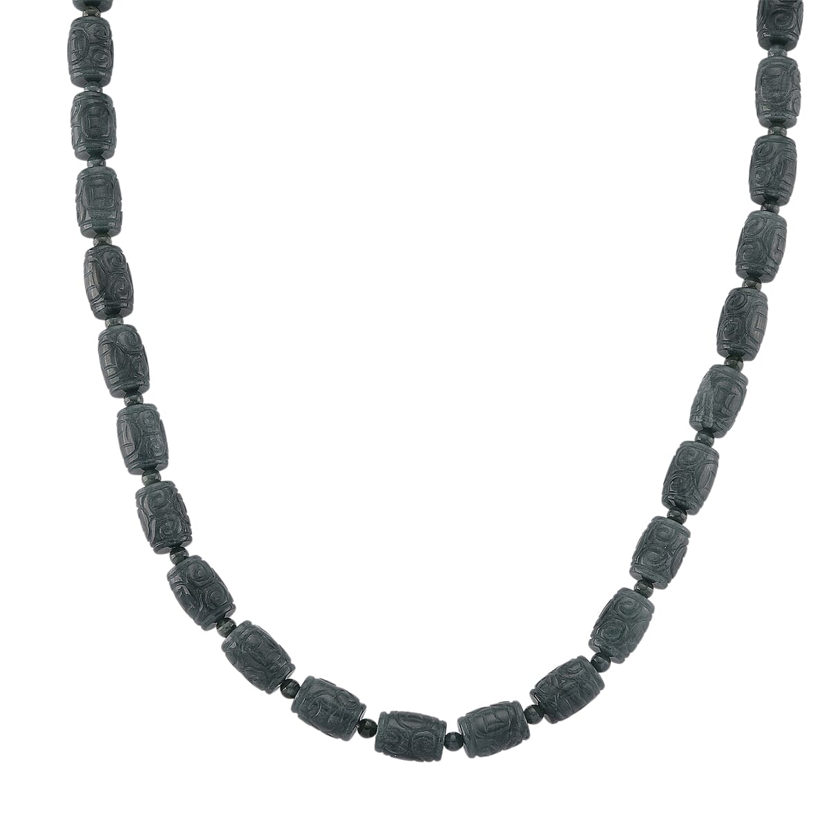 D'Joy Natural Olmec Jadeite 470.00 ctw Beaded Necklace in Rhodium Over Sterling Silver 18-20 Inches image number 0