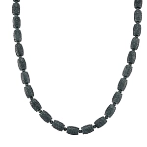 D'Joy Natural Olmec Jadeite 470.00 ctw Beaded Necklace in Rhodium Over Sterling Silver 18-20 Inches