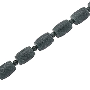 D'Joy Natural Olmec Jadeite 470.00 ctw Beaded Necklace in Rhodium Over Sterling Silver 18-20 Inches