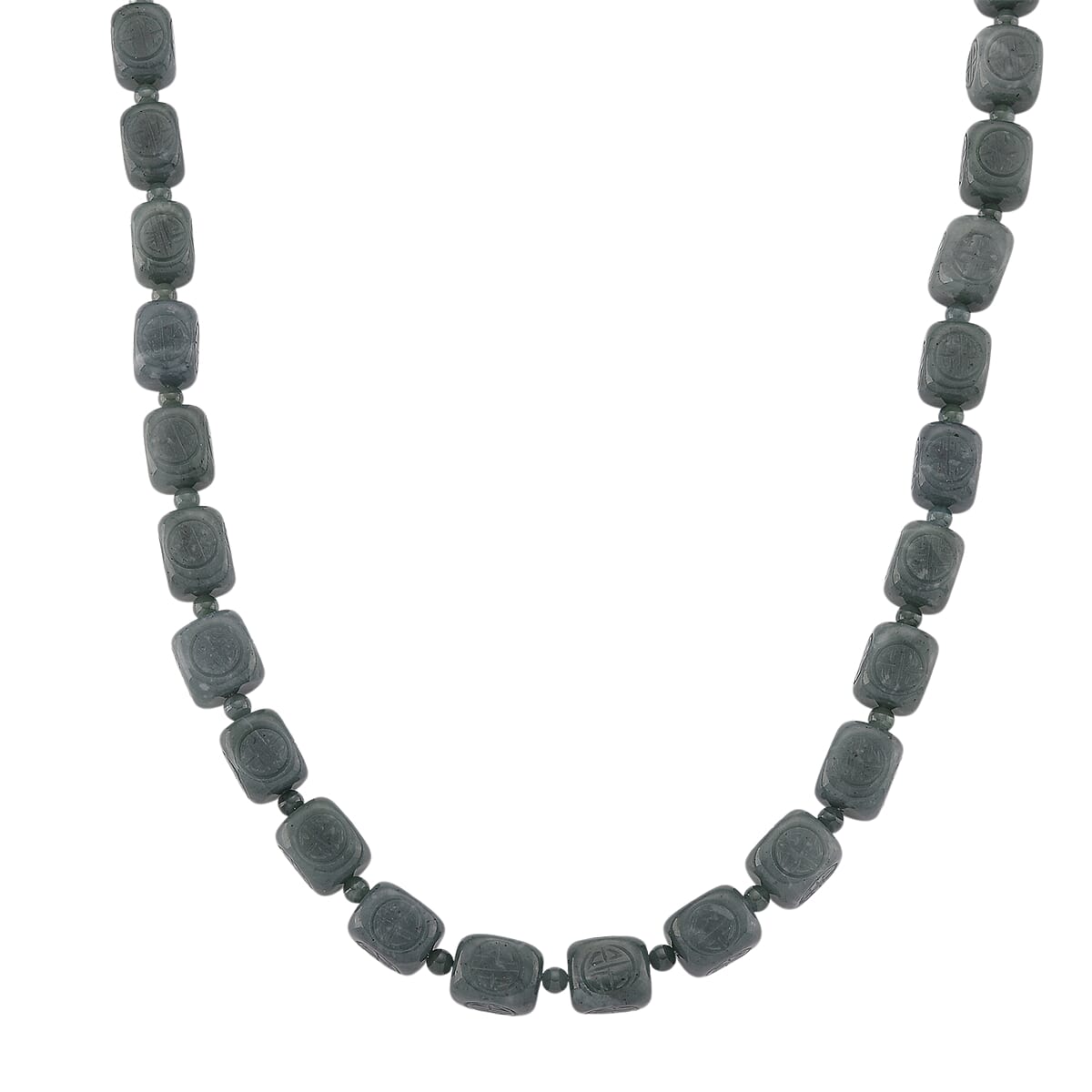 D'Joy Natural Olmec Jadeite 630.00 ctw Beaded Necklace in Rhodium Over Sterling Silver 18-20 Inches image number 0