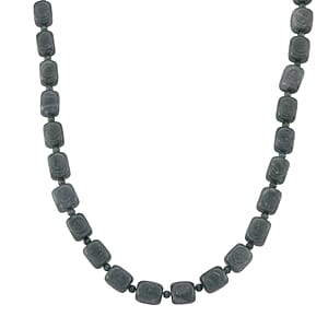 D'Joy Natural Olmec Jadeite 630.00 ctw Beaded Necklace in Rhodium Over Sterling Silver 18-20 Inches