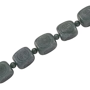 D'Joy Natural Olmec Jadeite 630.00 ctw Beaded Necklace in Rhodium Over Sterling Silver 18-20 Inches