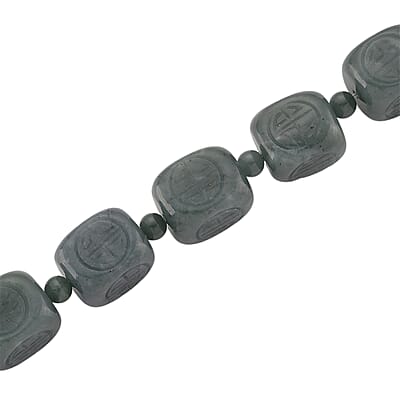 D'Joy Natural Olmec Jadeite 630.00 ctw Beaded Necklace in Rhodium Over Sterling Silver 18-20 Inches