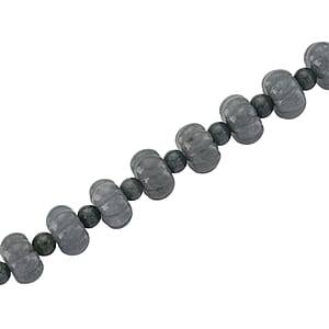 D'Joy Natural Olmec Jadeite 290.00 ctw Floral Carved Beaded Necklace in Rhodium Over Sterling Silver18-20 Inches