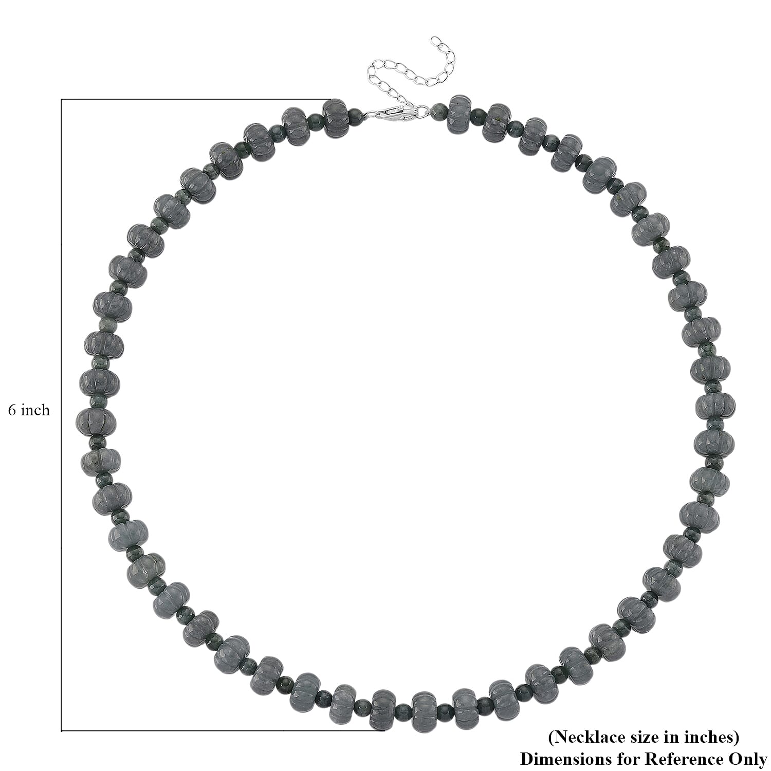 D'Joy Natural Olmec Jadeite 290.00 ctw Floral Carved Beaded Necklace in Rhodium Over Sterling Silver18-20 Inches