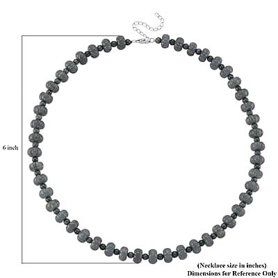 D'Joy Natural Olmec Jadeite 290.00 ctw Floral Carved Beaded Necklace in Rhodium Over Sterling Silver18-20 Inches