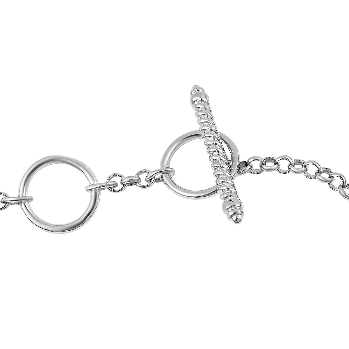 Mojave Green and Blue Turquoise 39.40 ctw Bracelet in Platinum Over Copper and Stainless Steel (6.50 In) image number 3