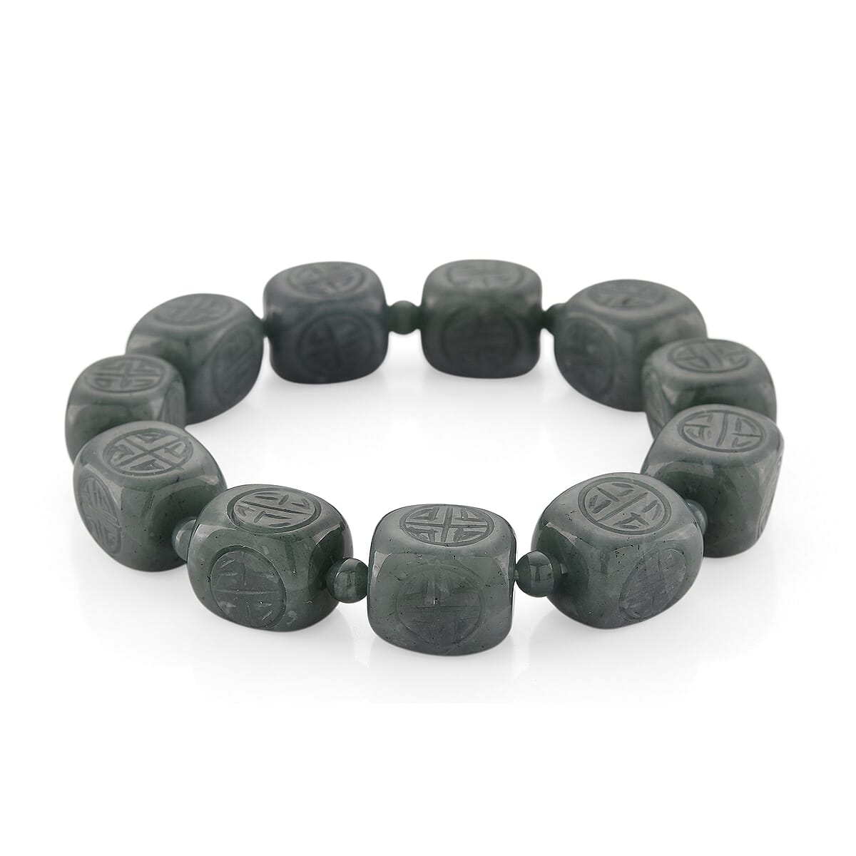  Natural Olmec Jadeite 300.00 ctw Beaded Stretch Bracelet image number 0