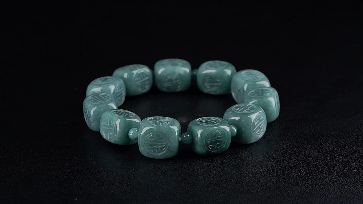 Natural Olmec Jadeite 300.00 ctw Beaded Stretch Bracelet