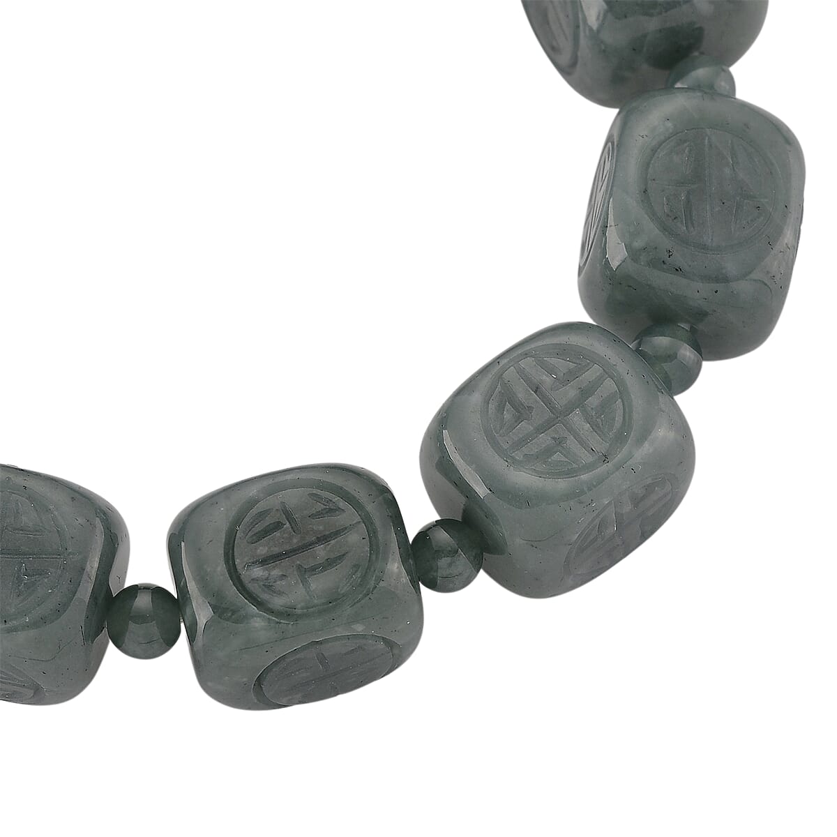  Natural Olmec Jadeite 300.00 ctw Beaded Stretch Bracelet image number 2