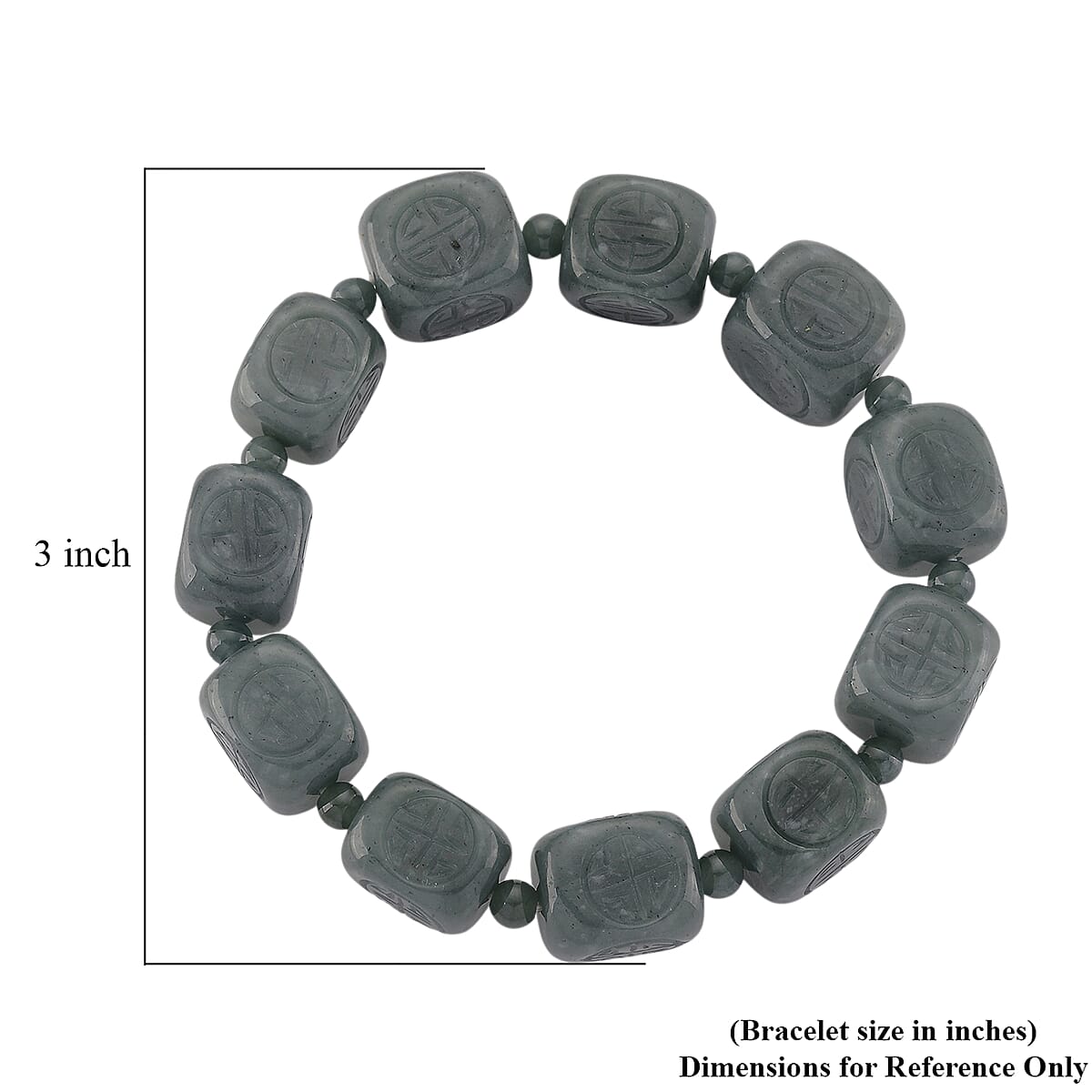  Natural Olmec Jadeite 300.00 ctw Beaded Stretch Bracelet image number 3