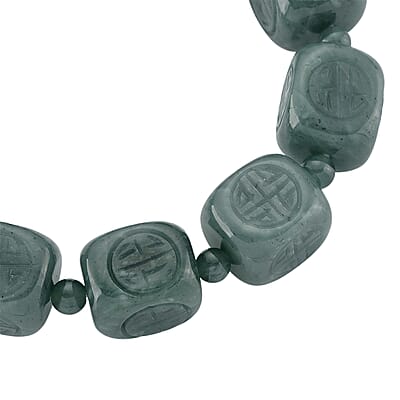  Natural Olmec Jadeite 300.00 ctw Beaded Stretch Bracelet