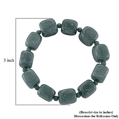  Natural Olmec Jadeite 300.00 ctw Beaded Stretch Bracelet