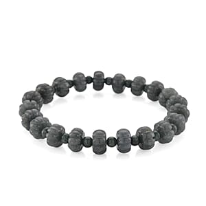 Natural Olmec Jadeite 130.00 ctw Carved Beaded Stretch Bracelet