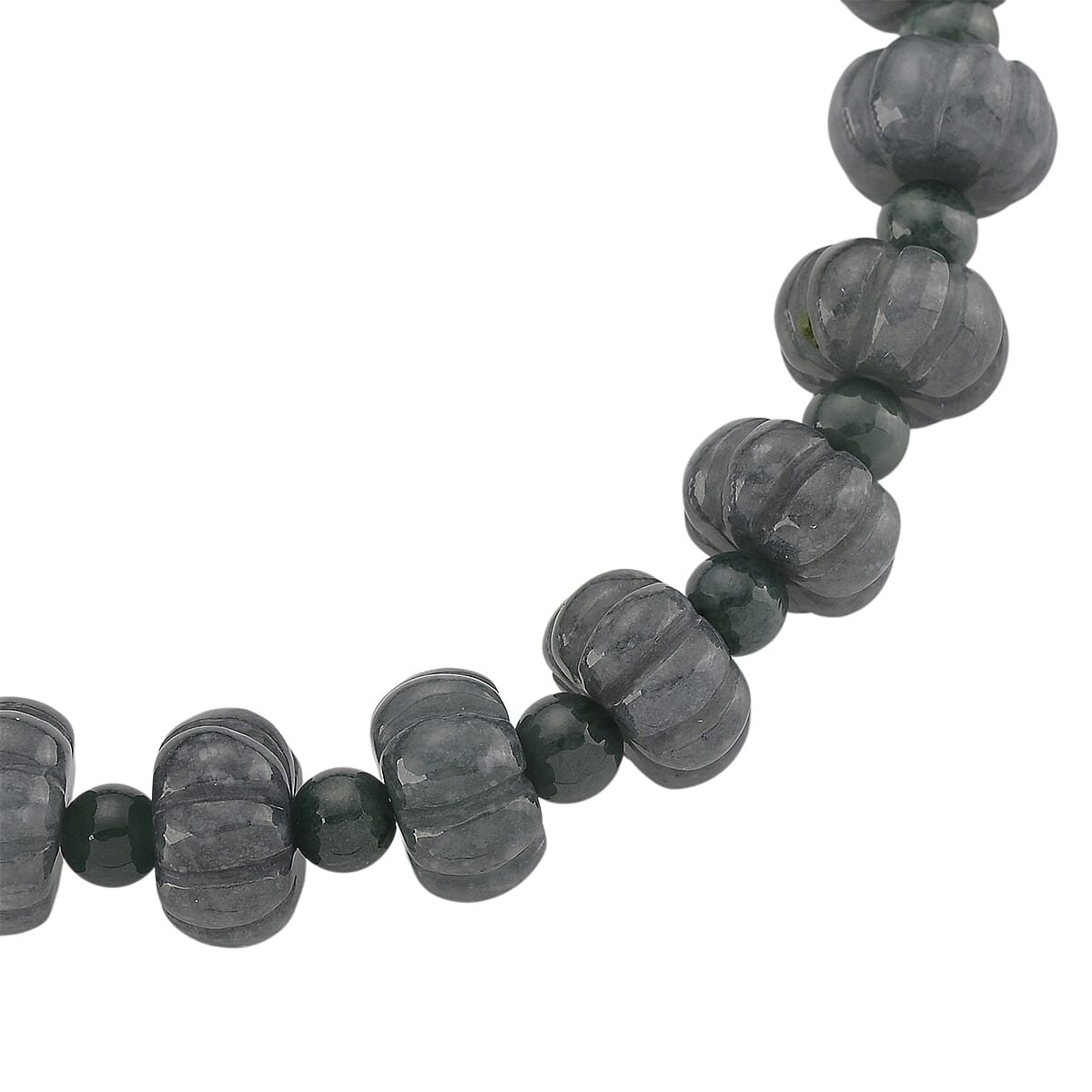 Natural Olmec Jadeite 130.00 ctw Carved Beaded Stretch Bracelet image number 2