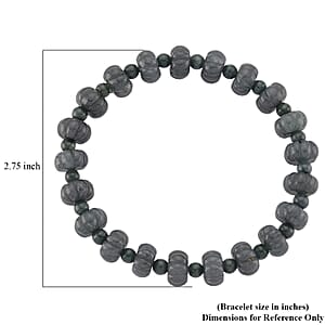 Natural Olmec Jadeite 130.00 ctw Carved Beaded Stretch Bracelet