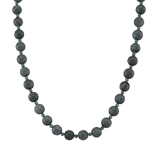 D'Joy Natural Olmec Jadeite 420.00 ctw Carved Beaded Necklace in Rhodium Over Sterling Silver 18-20 Inches