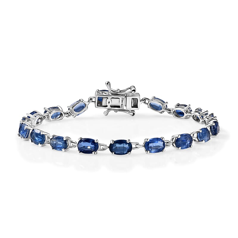 D'Joy Premium Kashmir Kyanite 15.10 ctw Starborn Echoes Bracelet in Rhodium Over Sterling Silv (8.00 In) 