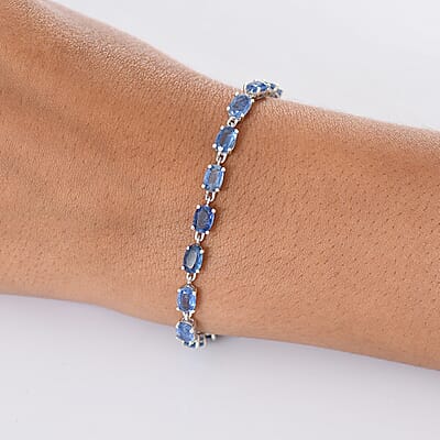 D'Joy Premium Kashmir Kyanite 15.10 ctw Starborn Echoes Bracelet in Rhodium Over Sterling Silv (8.00 In) 