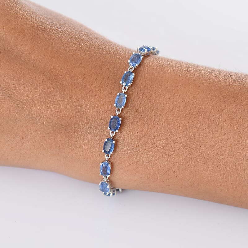 D'Joy Premium Kashmir Kyanite 15.10 ctw Starborn Echoes Bracelet in Rhodium Over Sterling Silv (8.00 In) 