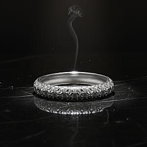 Diamond-cut Bangle Bracelet in Silvertone (6.75 In)