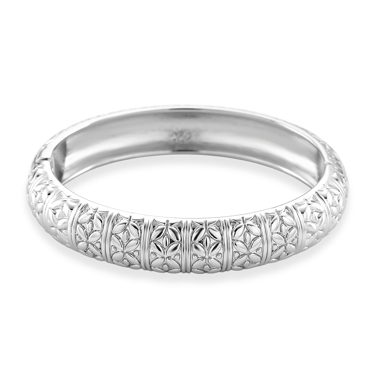 Diamond-cut Bangle Bracelet in Silvertone (6.75 In) image number 3
