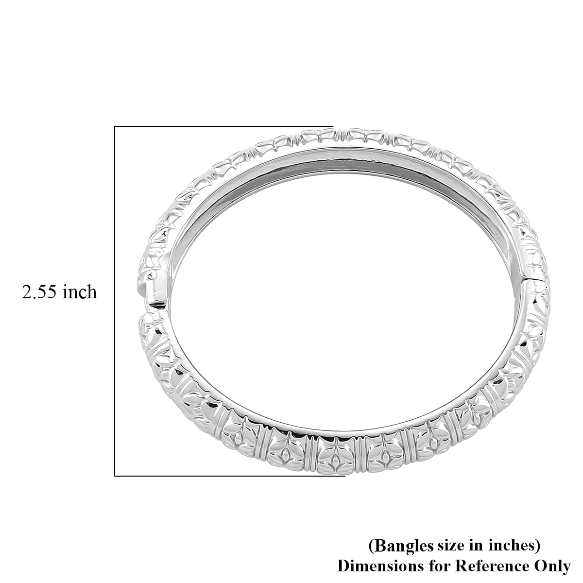 Diamond-cut Bangle Bracelet in Silvertone (6.75 In) image number 6