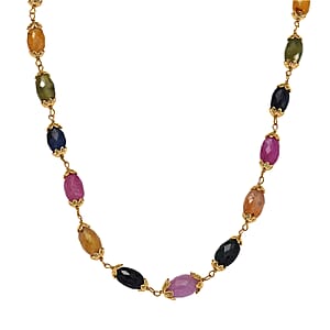 GP Italian Garden Collection Multi Sapphire 66.00 ctw Necklace in 18K Vermeil Yellow Gold Over Sterling Silver 18 Inches