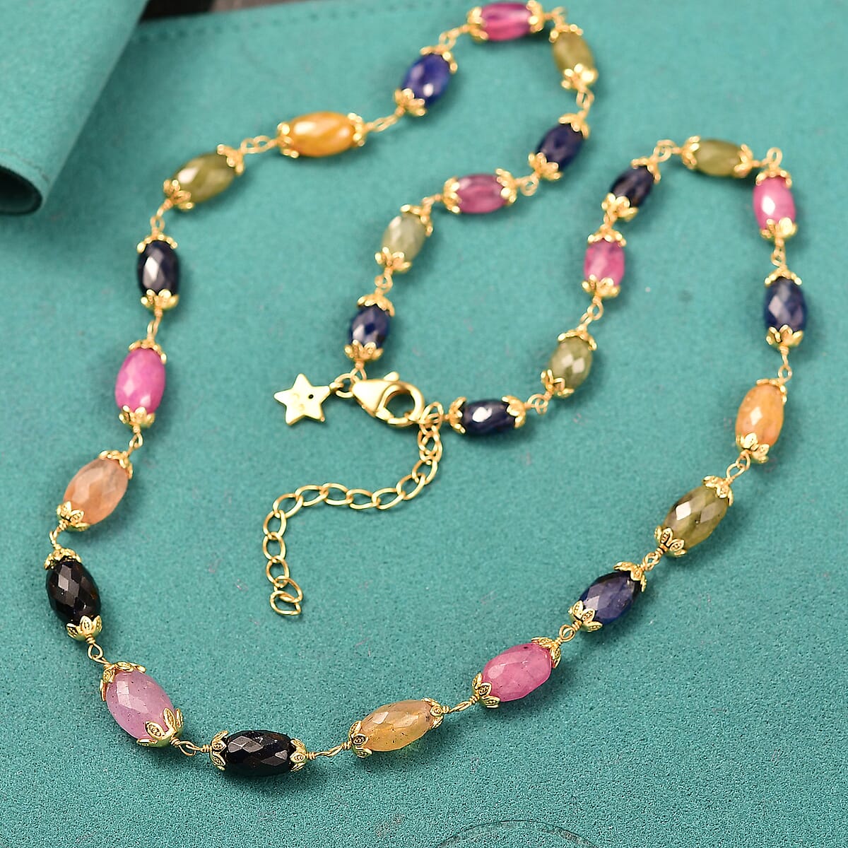 GP Italian Garden Collection Multi Sapphire 66.00 ctw Necklace in 18K Vermeil Yellow Gold Over Sterling Silver 18 Inches image number 1