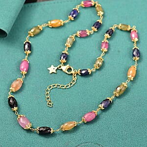 GP Italian Garden Collection Multi Sapphire 66.00 ctw Necklace in 18K Vermeil Yellow Gold Over Sterling Silver 18 Inches